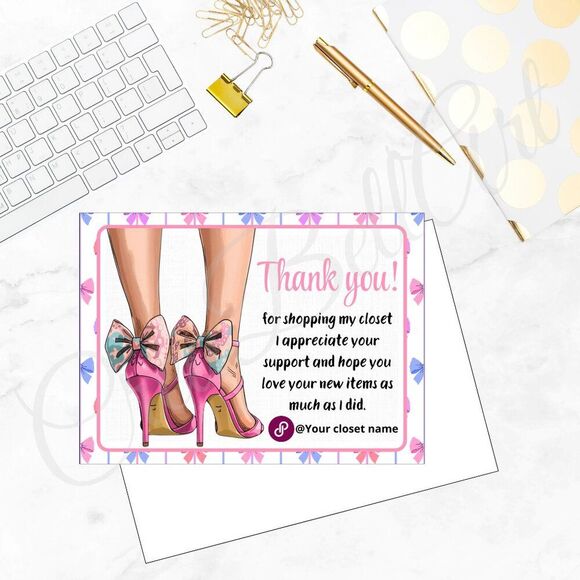 100 Pack High Heels Thank You Insert Cards - Small Business Card 4" x 3" - Picture 5 of 8